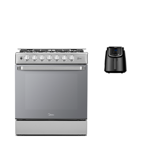 Estufa de piso con capelo 30" Xtreme Chef-Air Acero Inoxidable + Freidora de Aire Digital Inner Chef 4L